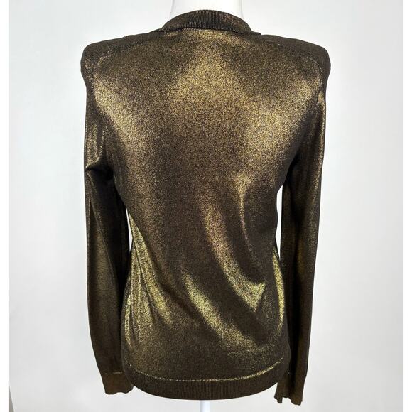 Balmain x H&M Metallic Gold Knit Long Sleeve Top Size 6 - Picture 3 of 11